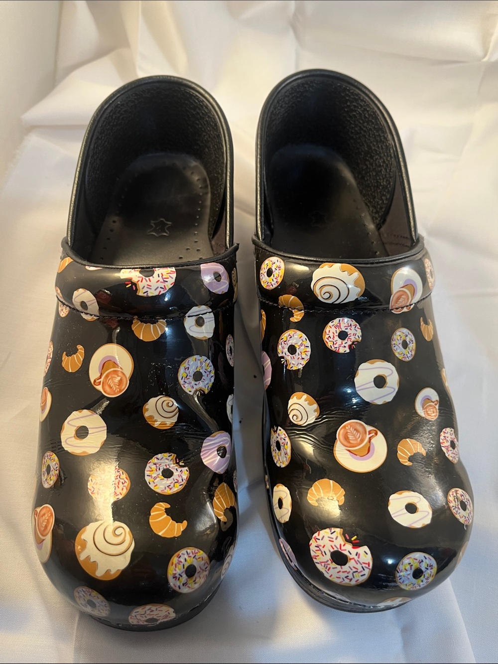 Dansko Black Donut & Pastry Print Clogs
